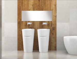 Geroline Home Standwaschtisch in hochmodernem Design, Stauraum, Fachböden, Oberfläche Gelcoat, verschiedene Ral-Farben, Einsatz im Bad, Saitärbereich